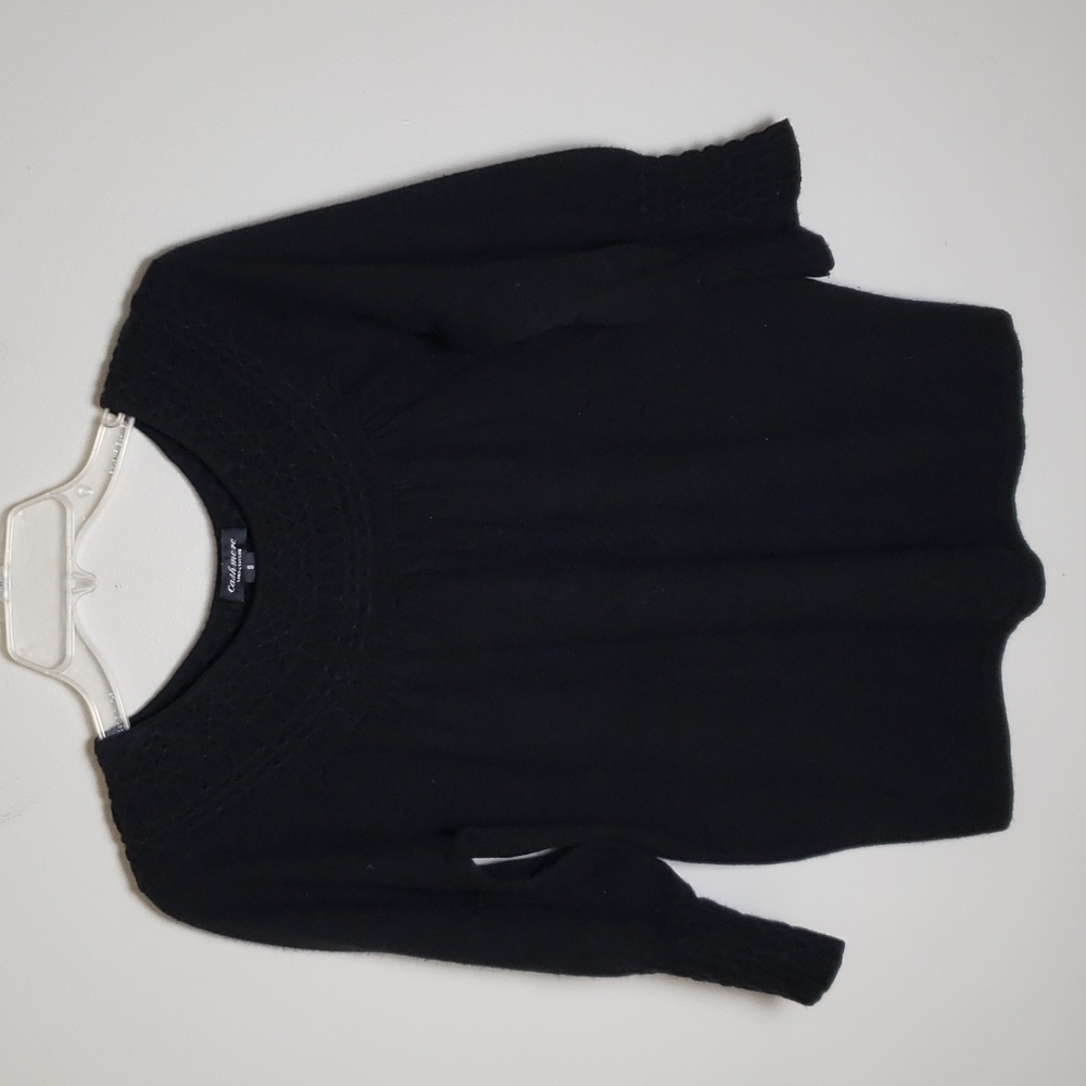 Lord and Taylor Cashmere sweater, black, loose crew neck, women's size small